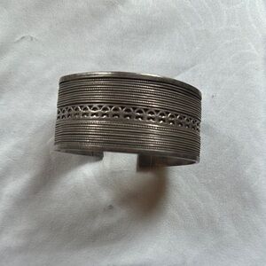 Wide vintage Mexican Sterling silver cuff adjustable